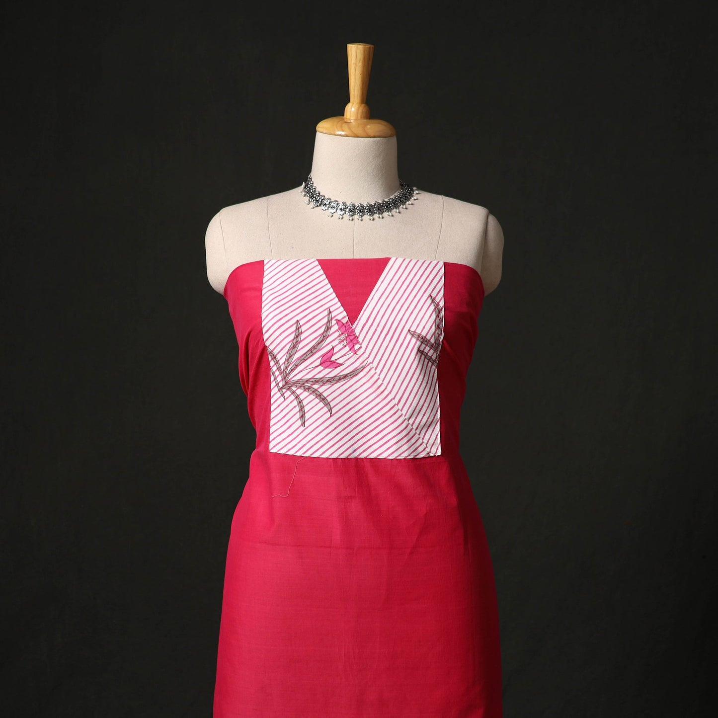 Mangalagiri handloom cotton patchwork unstitched kurta