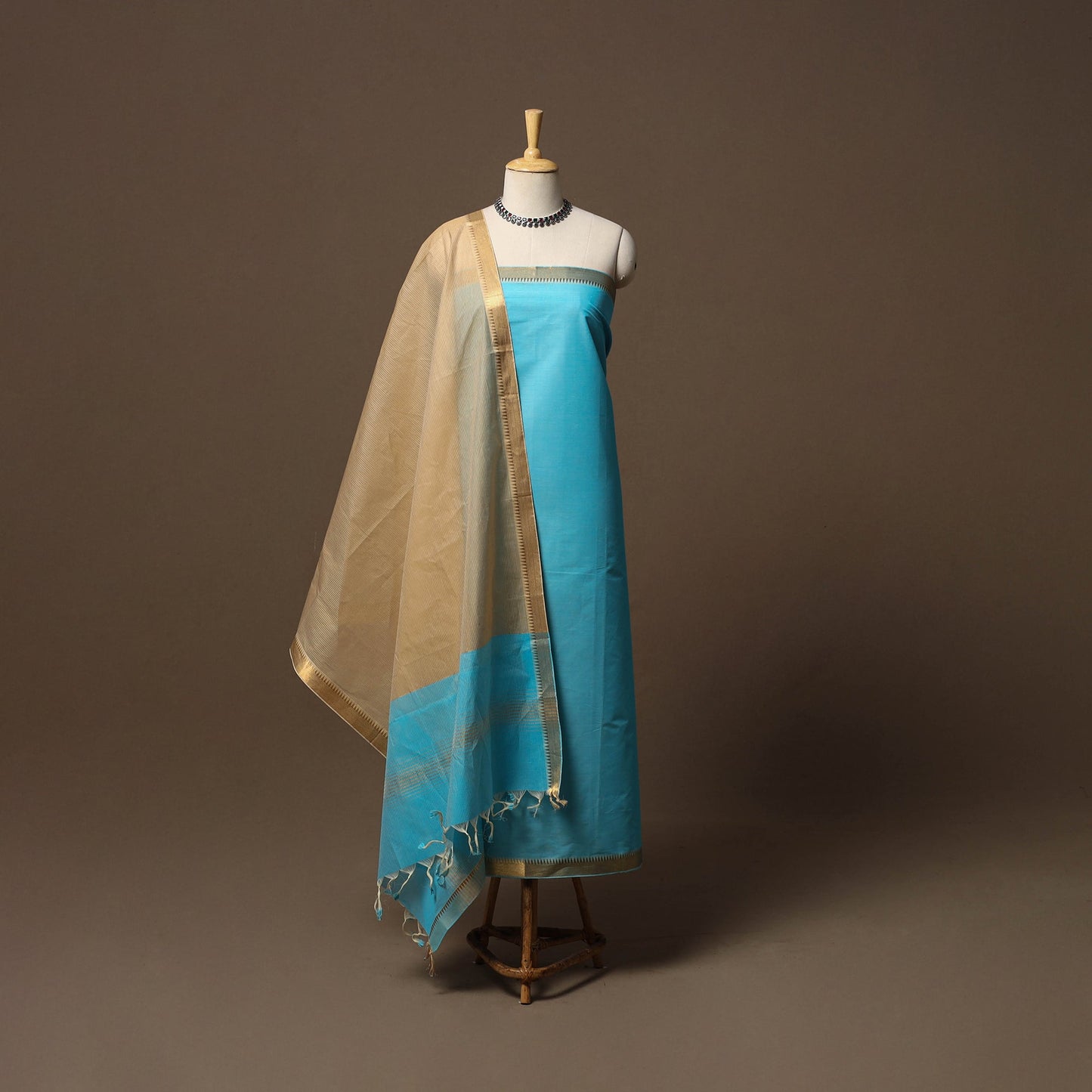 Mangalagiri natural dyed 3pc unstitched dress material 03