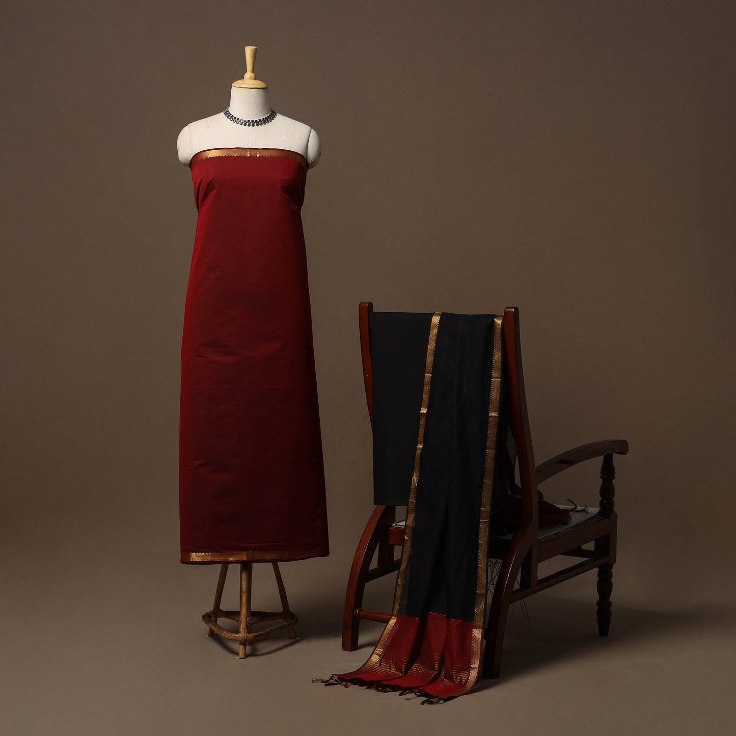 Mangalagiri natural dyed 3pc unstitched dress material 06