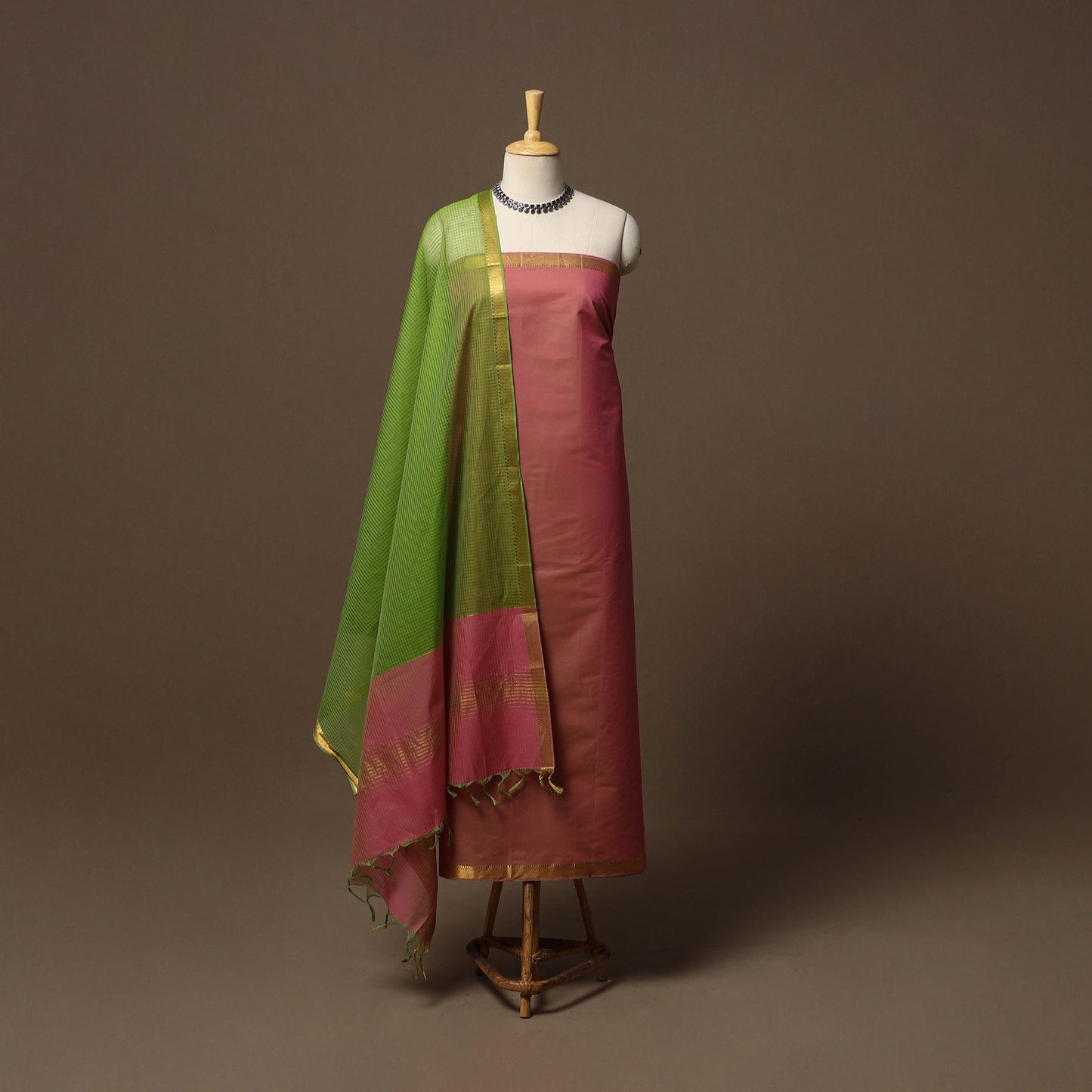 Mangalagiri natural dyed 3pc unstitched dress material 09