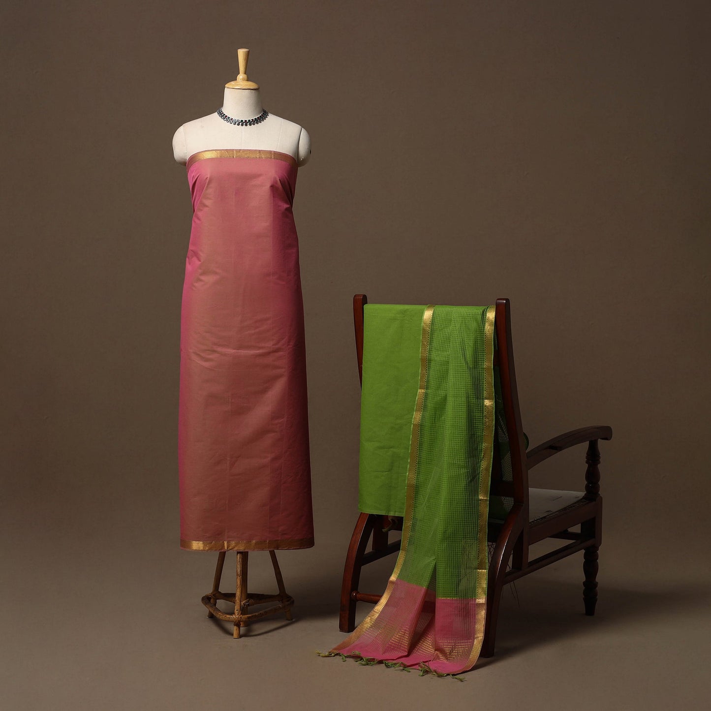 Mangalagiri natural dyed 3pc unstitched dress material 09