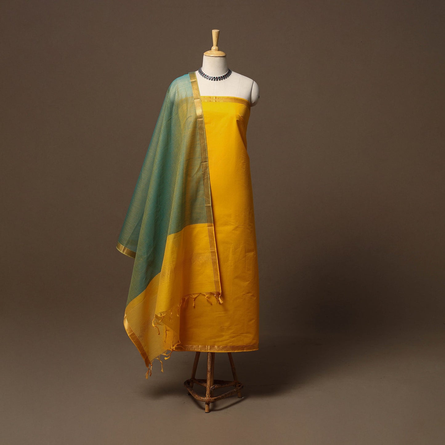 Mangalagiri natural dyed 3pc unstitched dress material 10