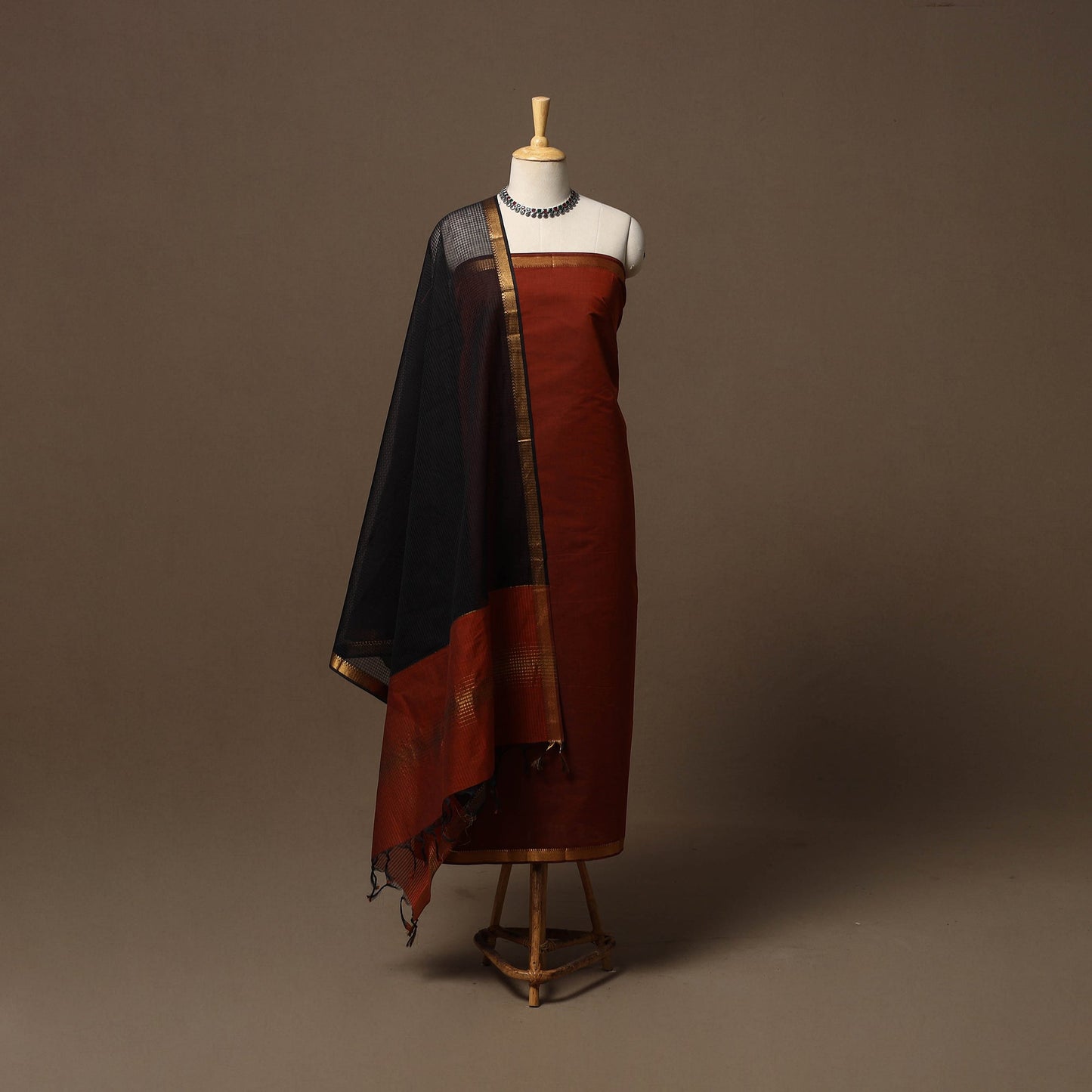 Mangalagiri natural dyed 3pc unstitched dress material 11