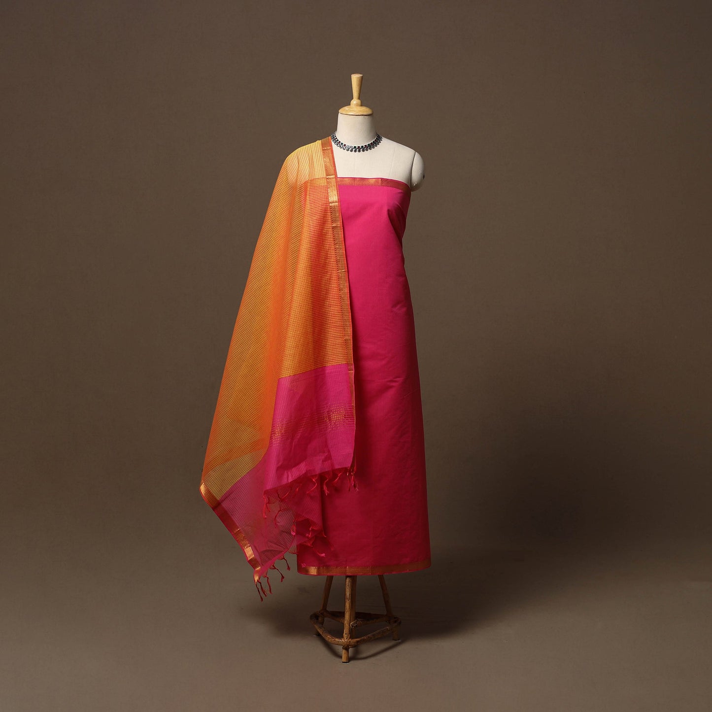 Mangalagiri natural dyed 3pc unstitched dress material 12