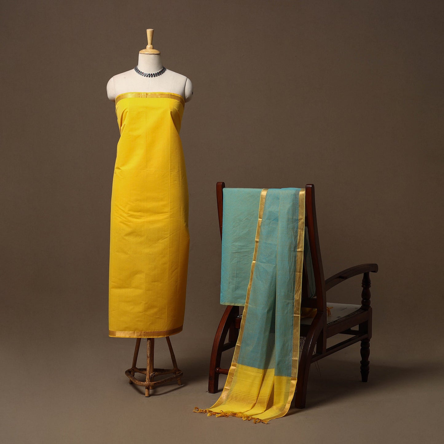 Mangalagiri natural dyed 3pc unstitched dress material 13