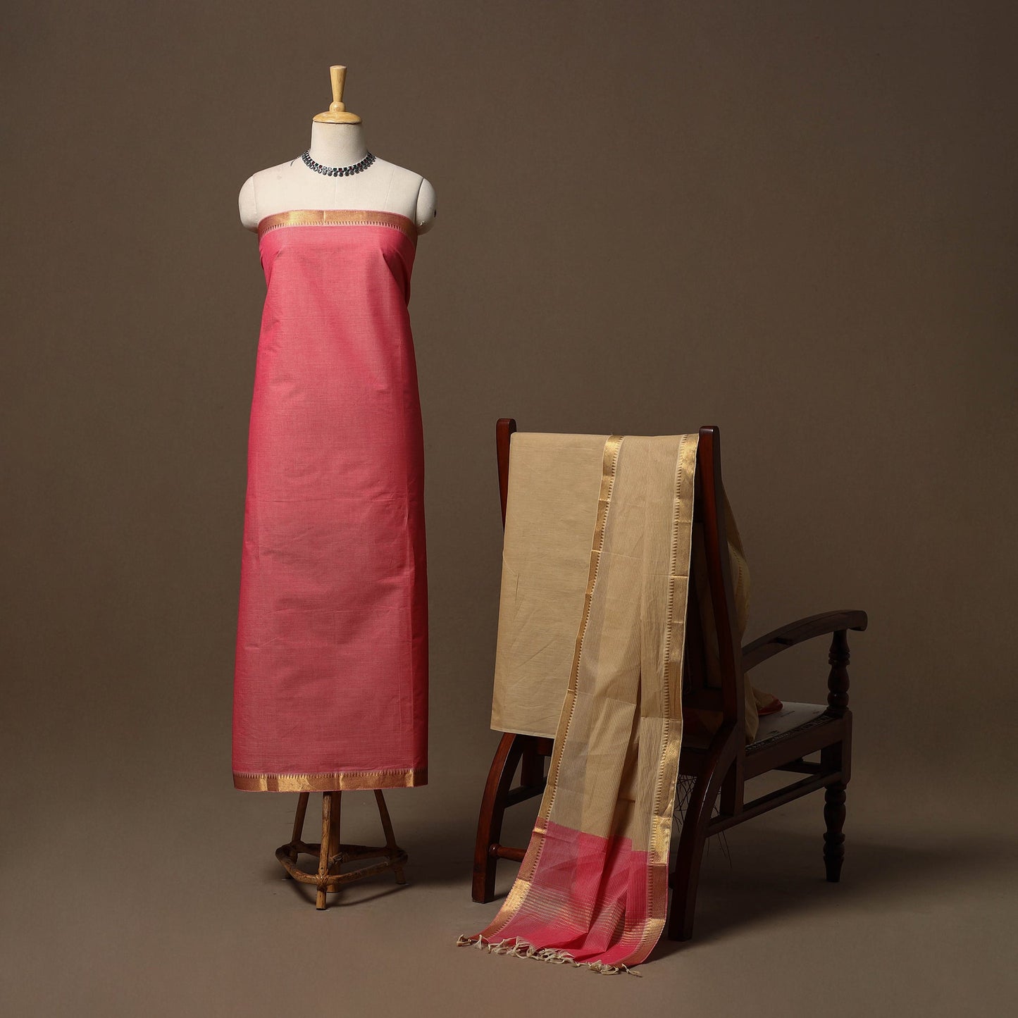 Mangalagiri natural dyed 3pc unstitched dress material 14