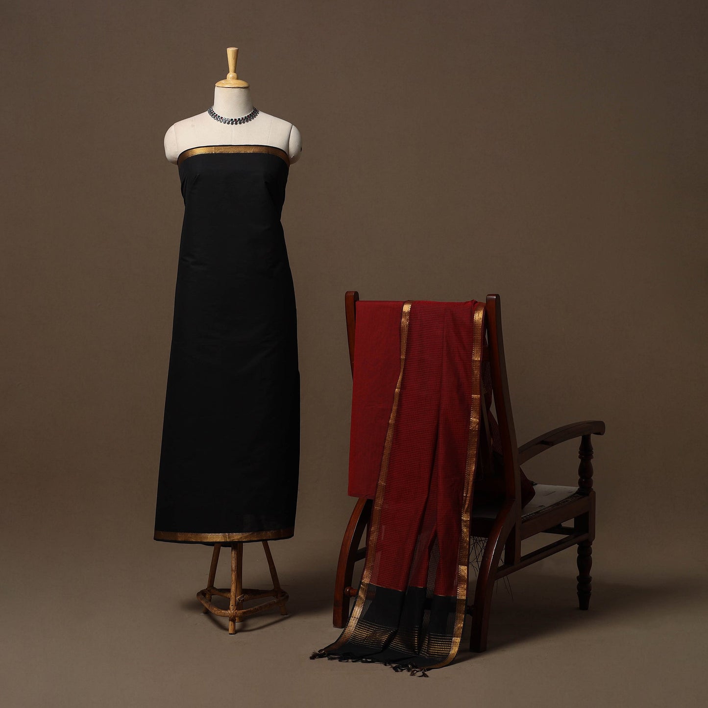 Mangalagiri natural dyed 3pc unstitched dress material 15