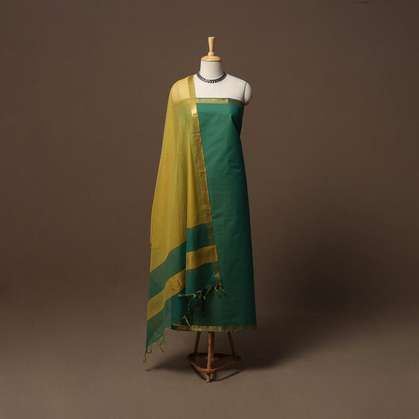 Mangalagiri natural dyed 3pc unstitched dress material 17