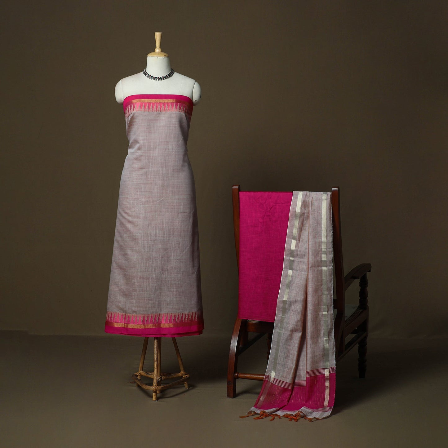 Mangalagiri silk cotton 3pc unstitched dress material