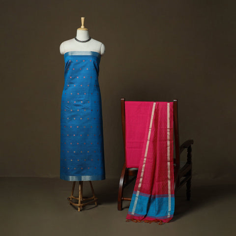 Mangalagiri silk cotton 3pc unstitched dress material