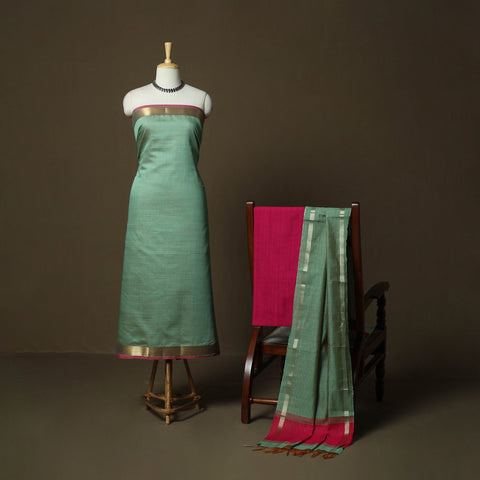 Mangalagiri silk cotton 3pc unstitched dress material