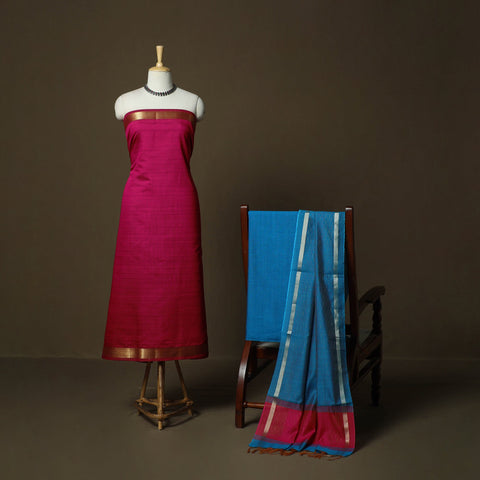 Mangalagiri silk cotton 3pc unstitched dress material