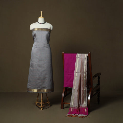 Mangalagiri silk cotton 3pc unstitched dress material