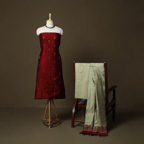 Mangalagiri silk cotton thread work 3pc unstitched dress