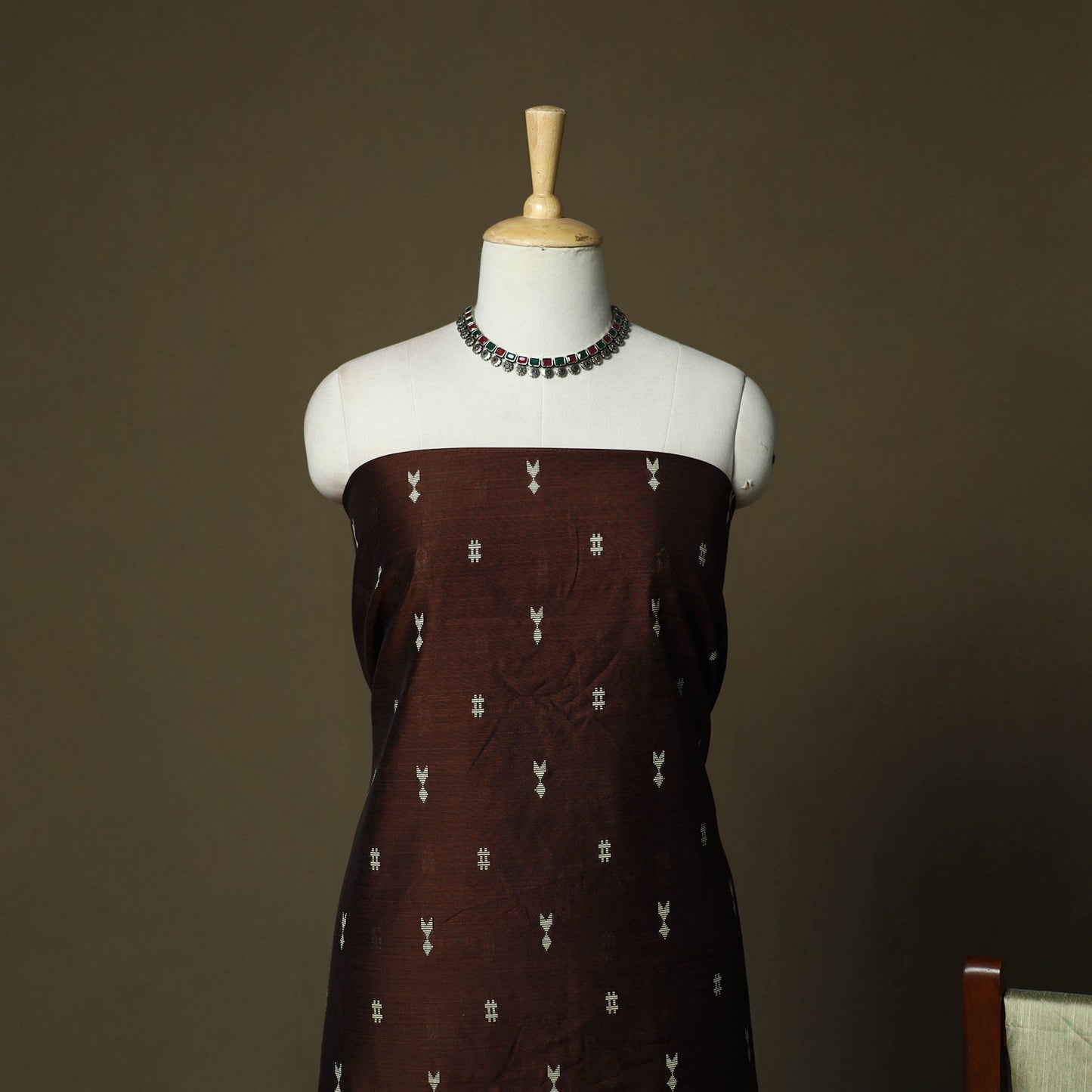 Mangalagiri silk cotton thread work 3pc unstitched dress