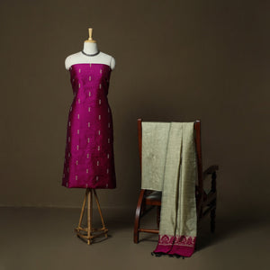 Mangalagiri silk cotton thread work 3pc unstitched dress