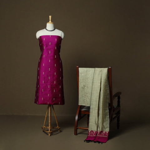 Mangalagiri silk cotton thread work 3pc unstitched dress