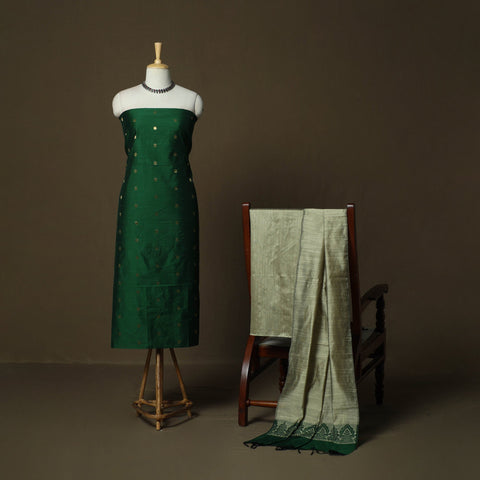 Mangalagiri silk cotton thread work 3pc unstitched dress