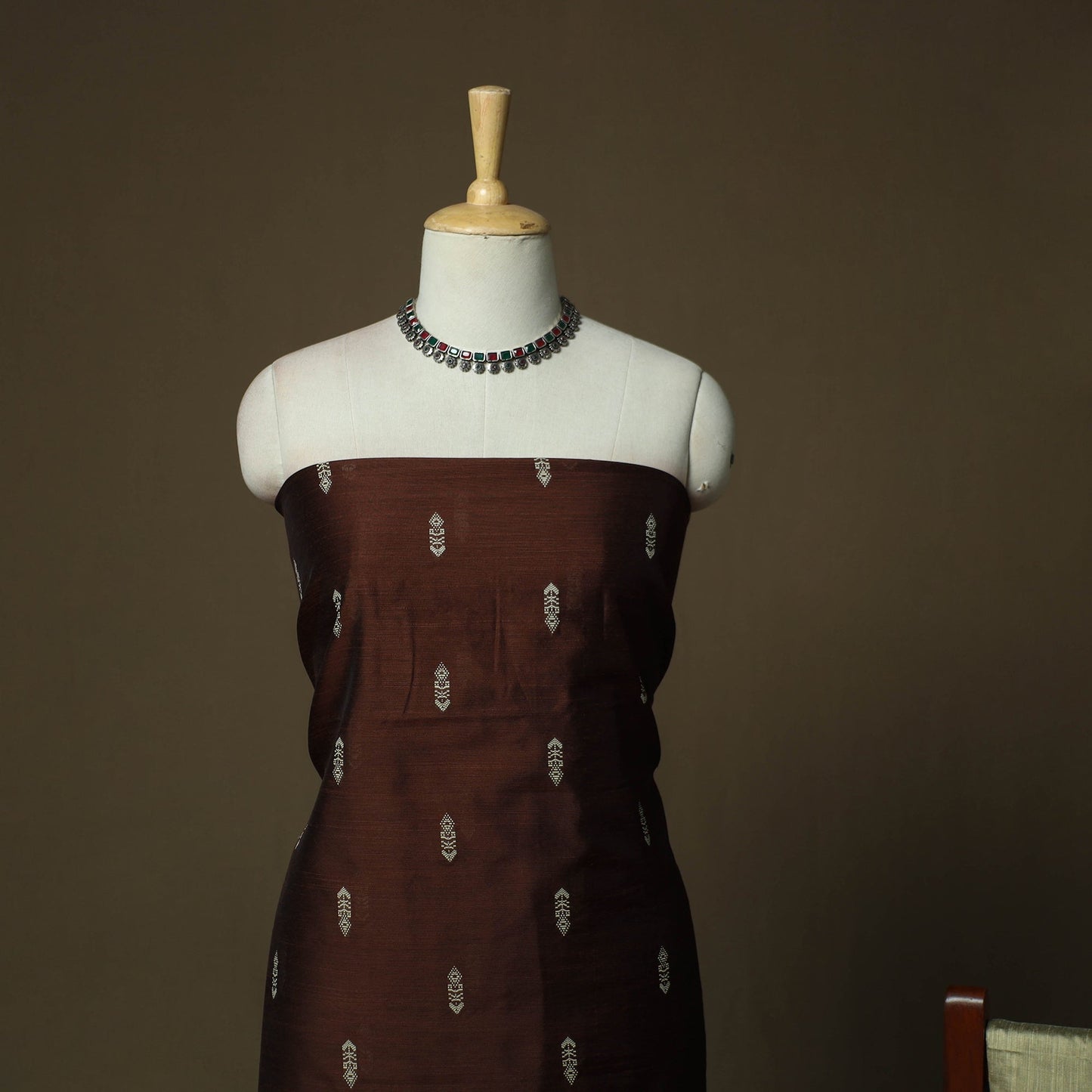 Mangalagiri silk cotton thread work 3pc unstitched dress