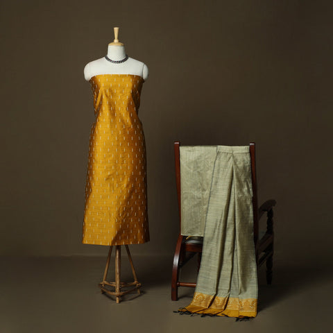 Mangalagiri silk cotton thread work 3pc unstitched dress