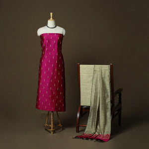 Mangalagiri silk cotton thread work 3pc unstitched dress