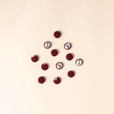  Maroon Handmade Fabric Button Small at iTokri