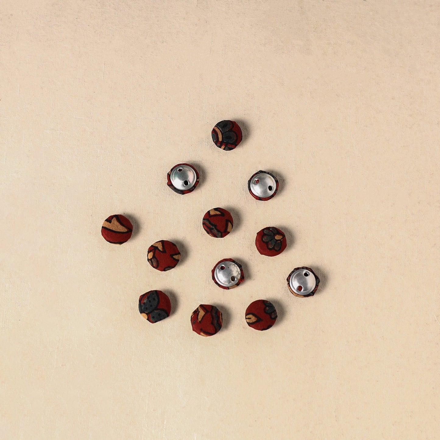 1.5cm handmade fabric small button (set of 12) 09