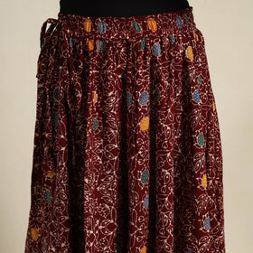  24 Kali Maroon Patchwork Batik Print Cotton Long Skirt