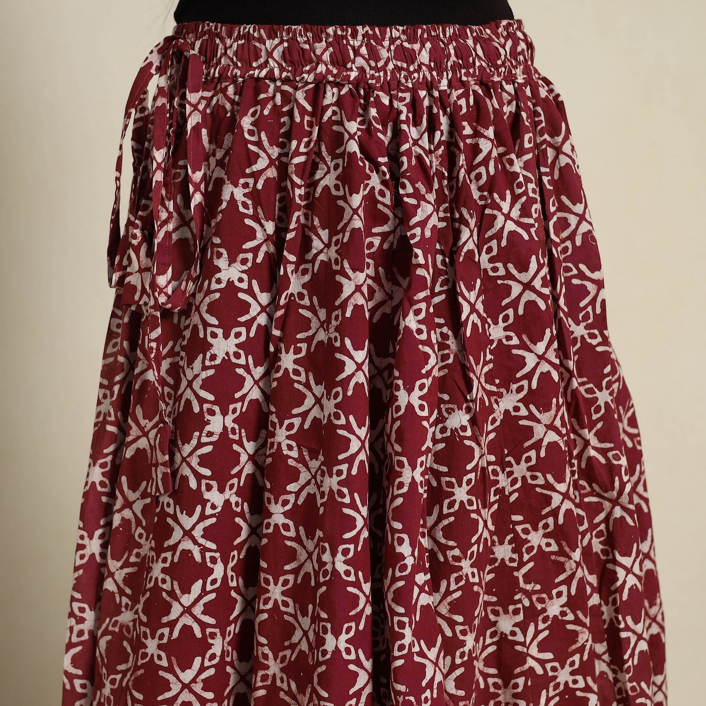 Maroon 24 Kali Patchwork Batik Print Cotton Long Skirt