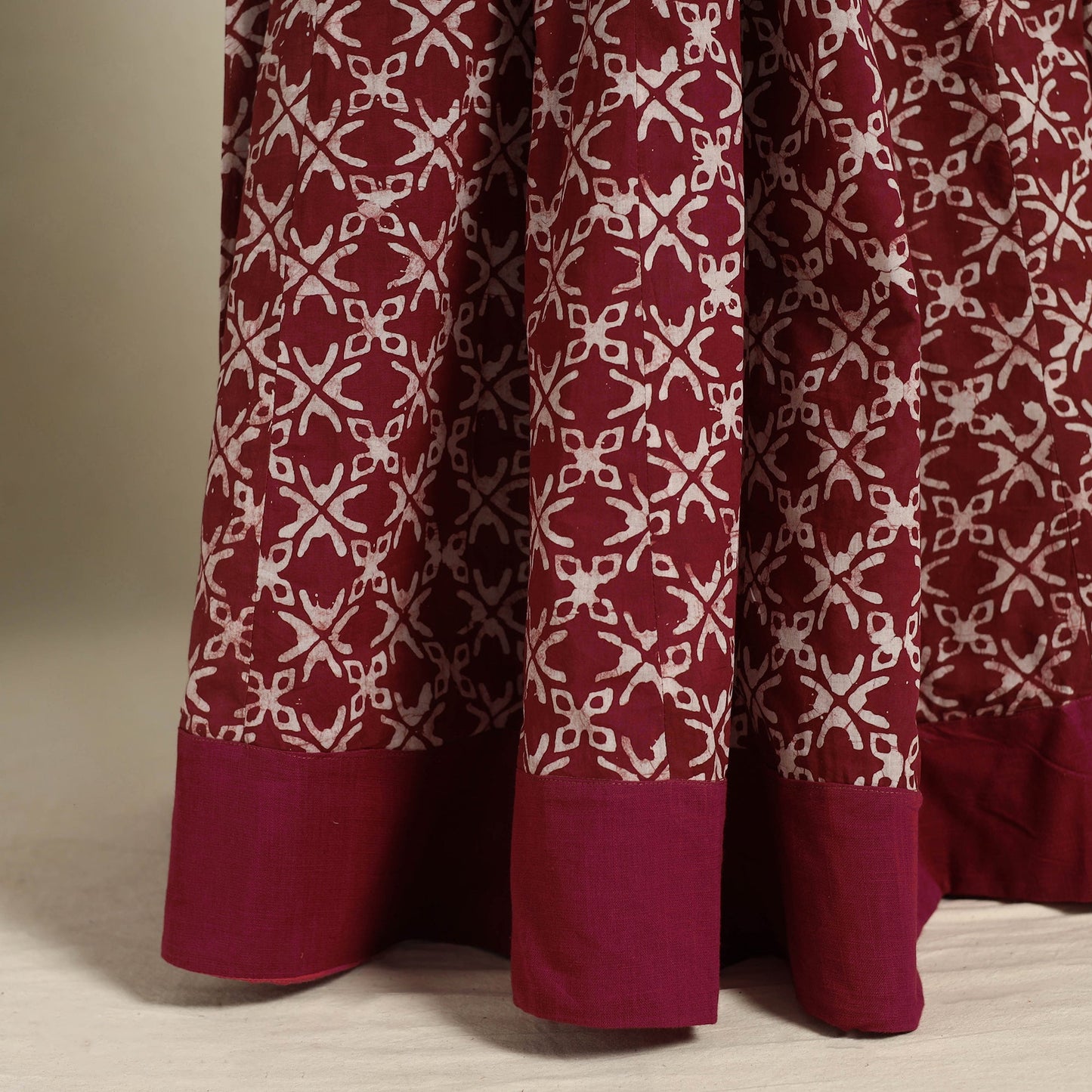 Maroon 24 Kali Patchwork Batik Print Cotton Long Skirt