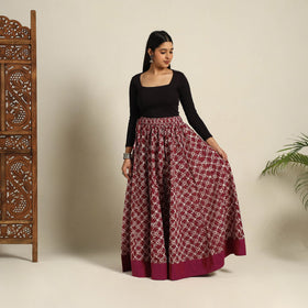 Maroon 24 Kali Patchwork Batik Print Cotton Long Skirt