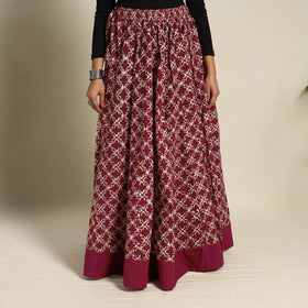 Maroon 24 Kali Patchwork Batik Print Cotton Long Skirt