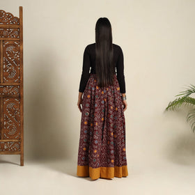  24 Kali Maroon Patchwork Batik Print Cotton Long Skirt