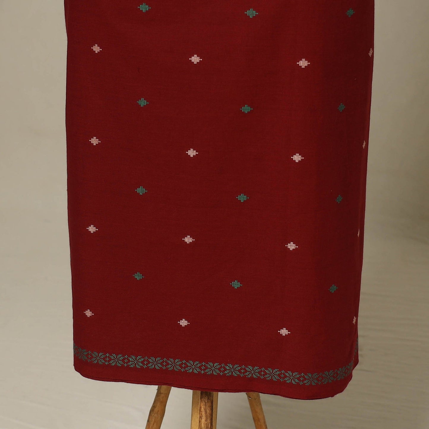 Maroon - 2pc cotton unstitched jacquard dress material