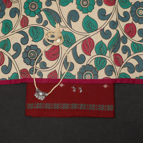 Maroon - 2pc cotton unstitched jacquard dress material