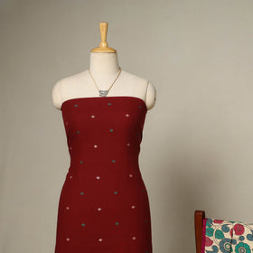 Maroon - 2pc cotton unstitched jacquard dress material