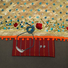 Maroon - 2pc cotton unstitched jacquard dress material