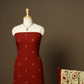 Maroon - 2pc cotton unstitched jacquard dress material