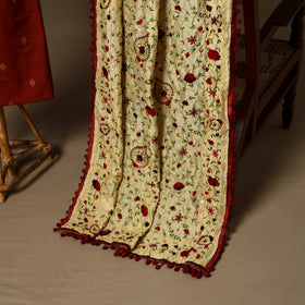 Maroon - 2pc cotton unstitched jacquard dress material