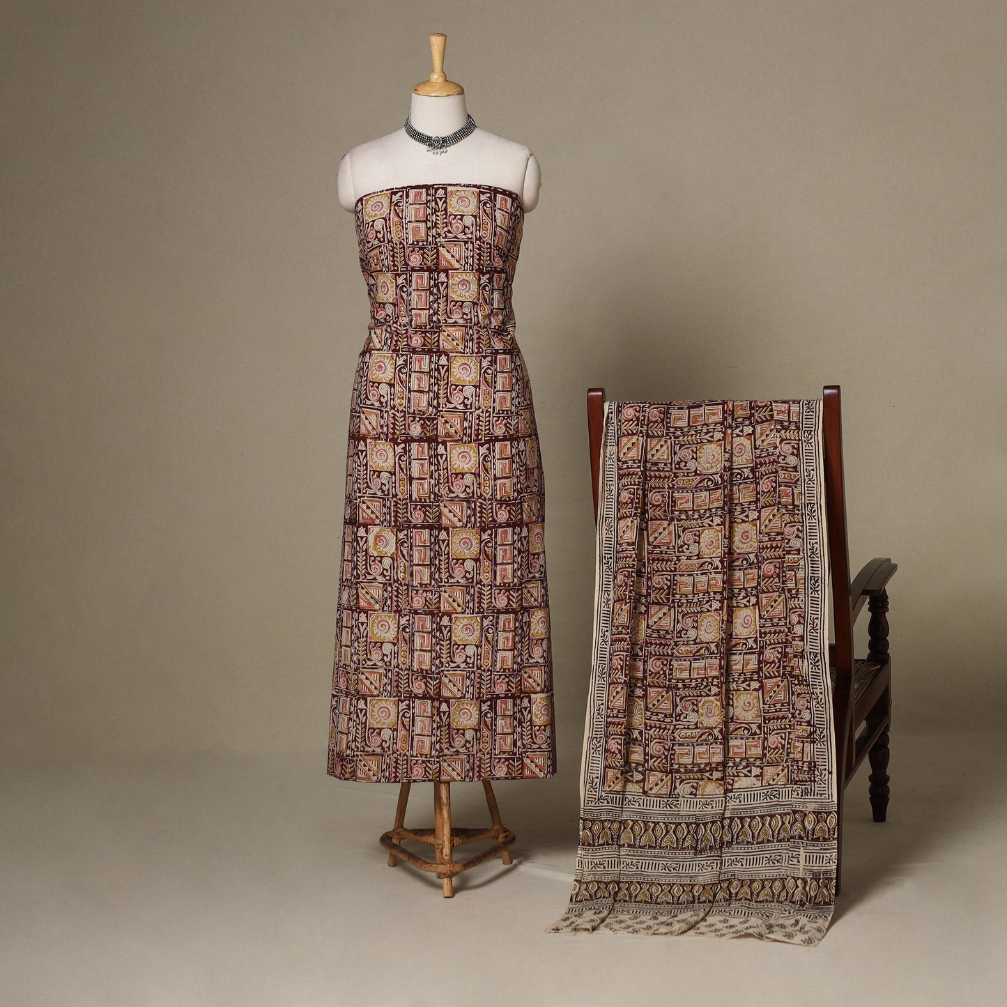 2pc cotton unstitched kalamkari dress material 06