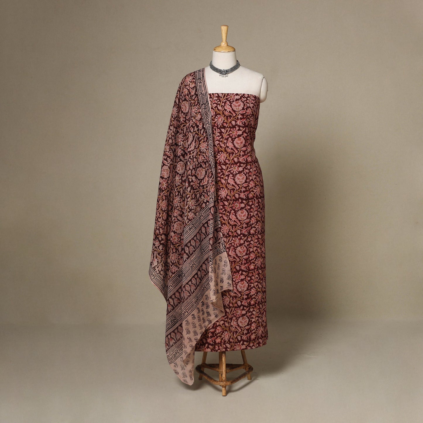 2pc cotton unstitched kalamkari dress material 09