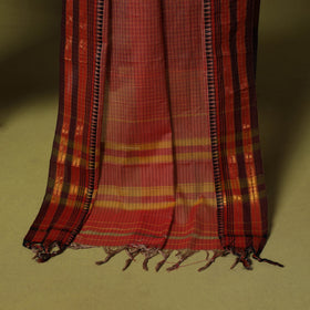 Maroon - 2pc cotton unstitched pochampally ikat dress