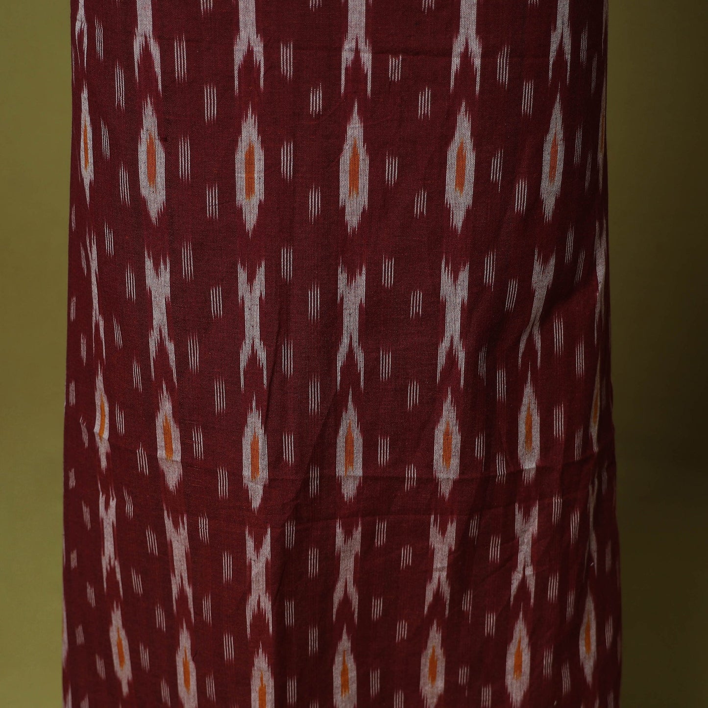 Maroon - 2pc cotton unstitched pochampally ikat dress