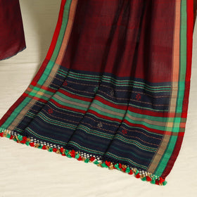  Maroon 2pc Handloom Fine Cotton Kutch Bhujodi Dress Material