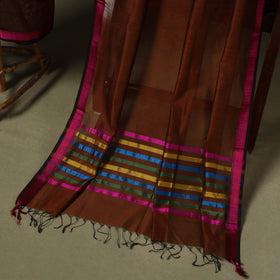 Maroon 2pc Handloom Unstitched Maheshwari Dress Material with Border