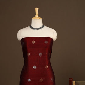 Maroon - 2pc handloom zari buta unstitched chanderi silk