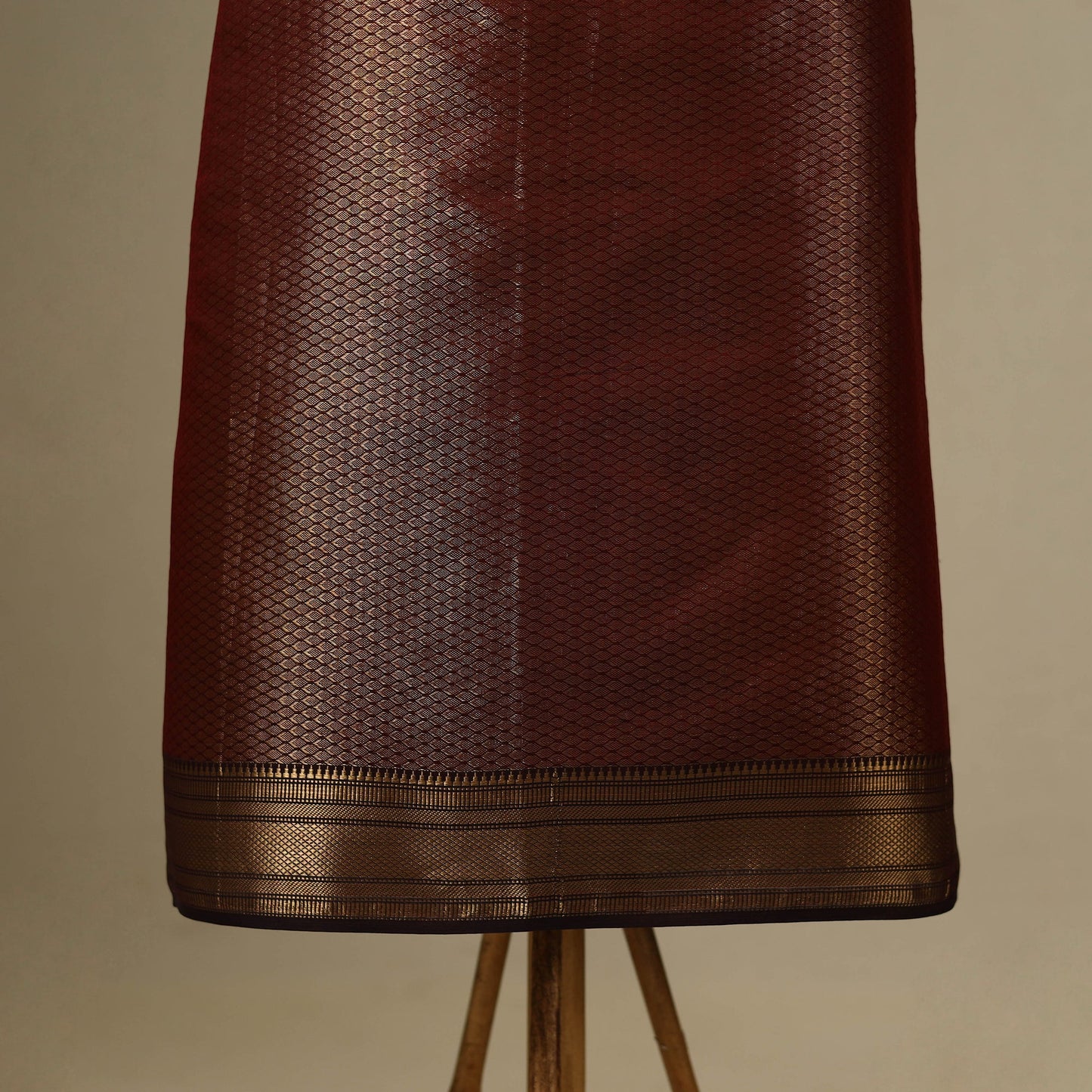 Maroon 2pc Tissue Zari Handloom Cotton Maheshwari Dress Material