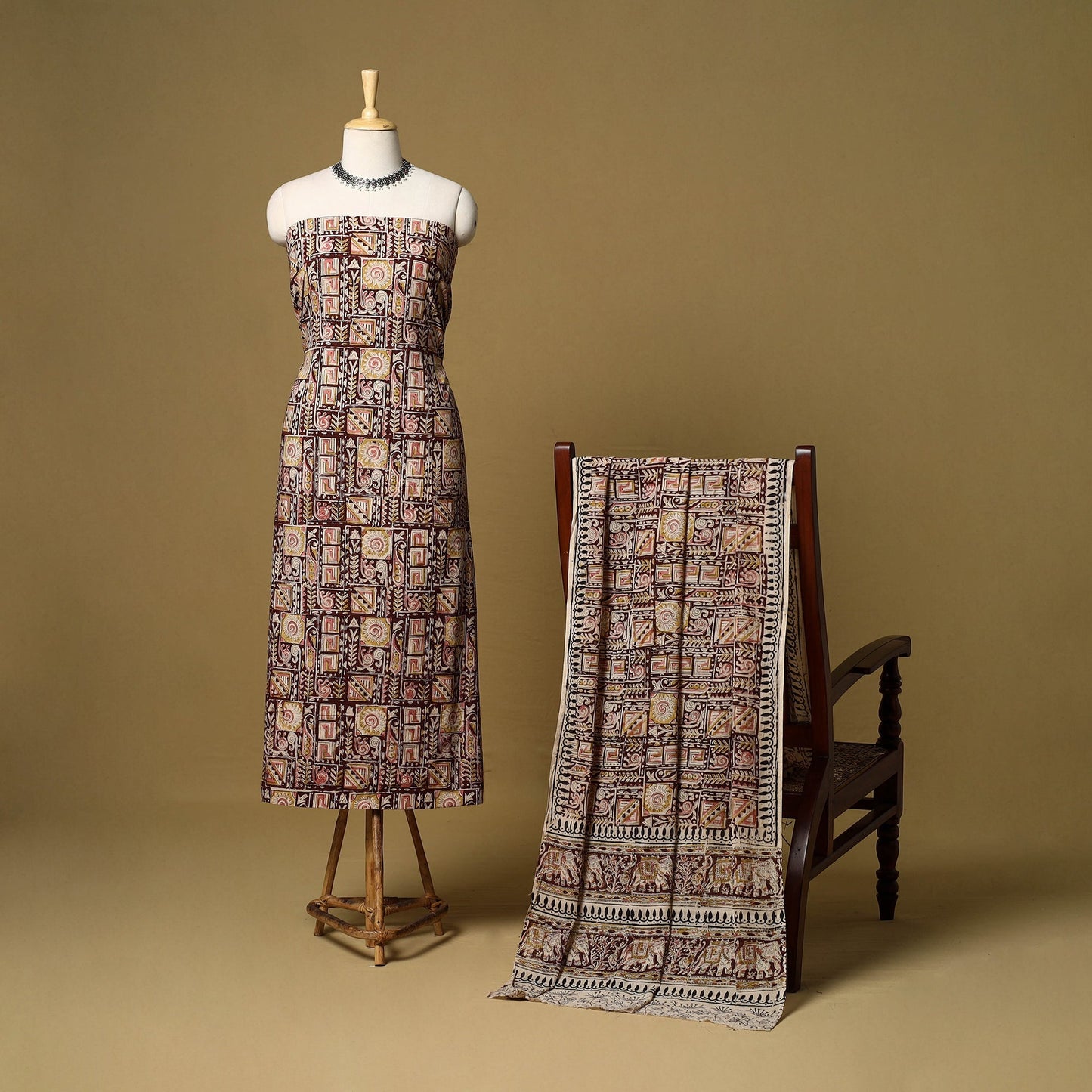 2pc natural dyed cotton unstitched kalamkari dress material
