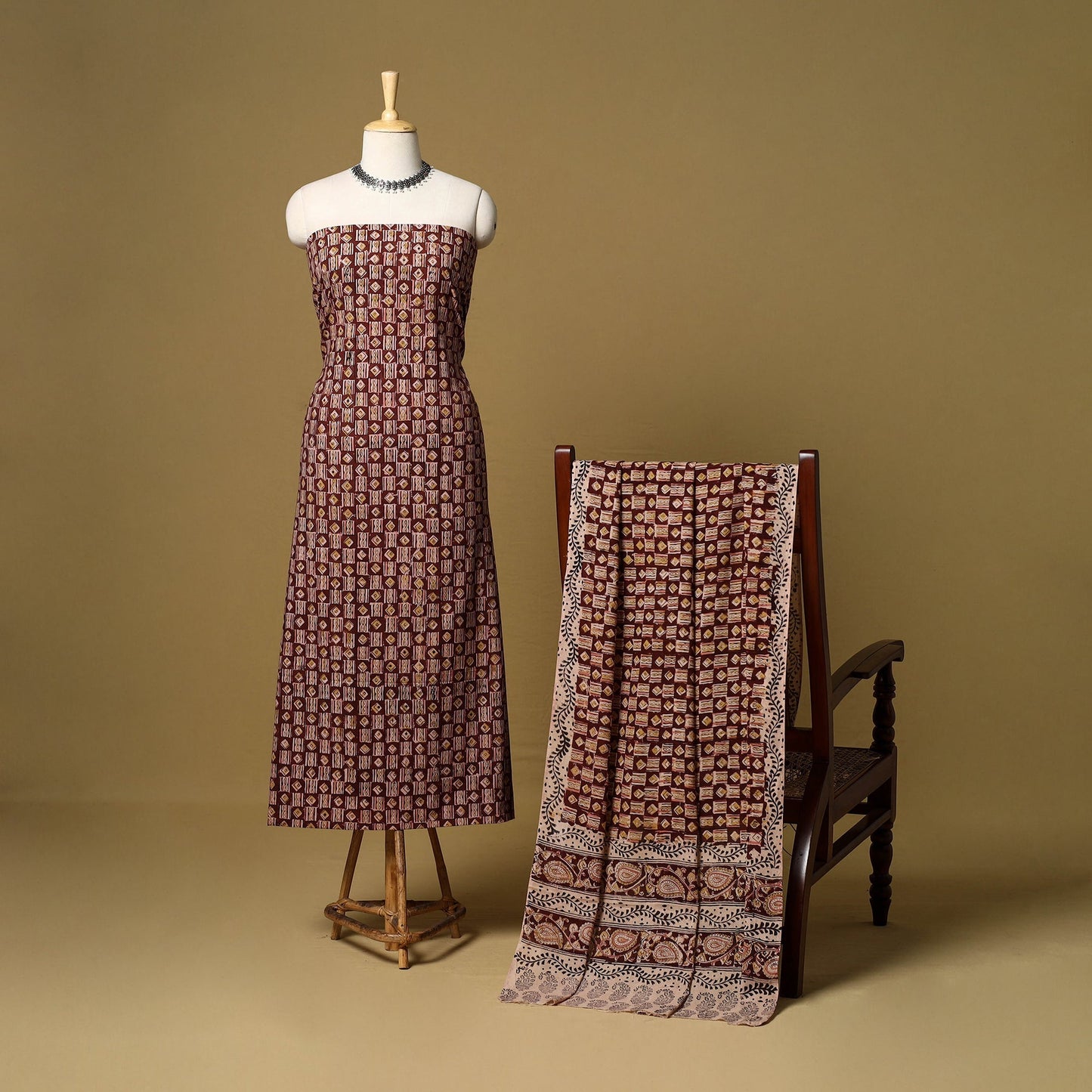 2pc natural dyed cotton unstitched kalamkari dress material