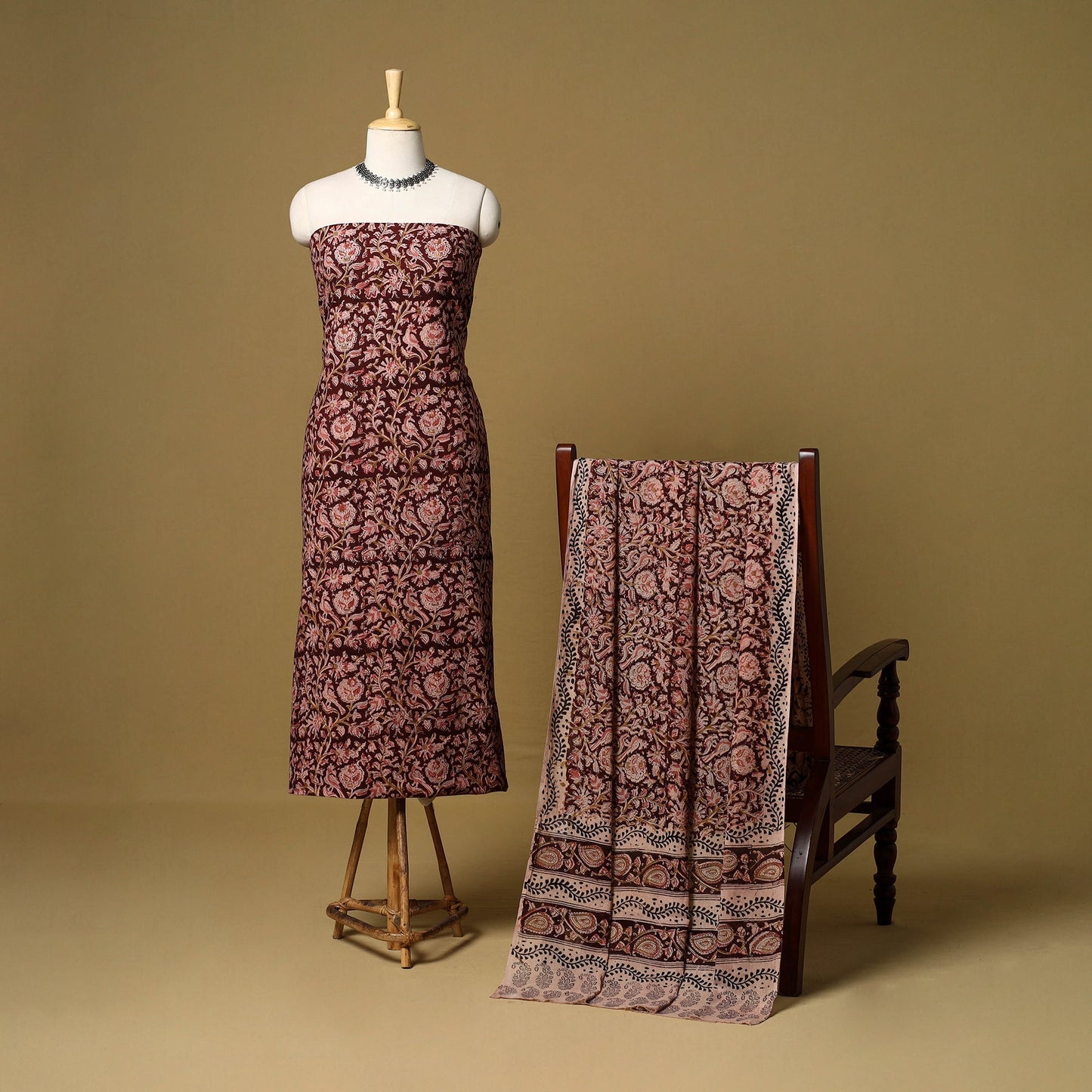2pc natural dyed cotton unstitched kalamkari dress material